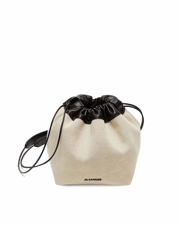 Jil Sander Canvas Drawstring Shoulder Bag - Beige | Garmentory