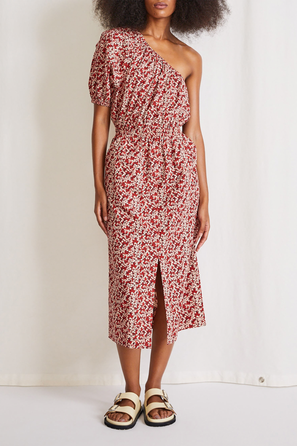 Apiece Apart Palma One Shoulder Dress - Mango Bouquet | Garmentory