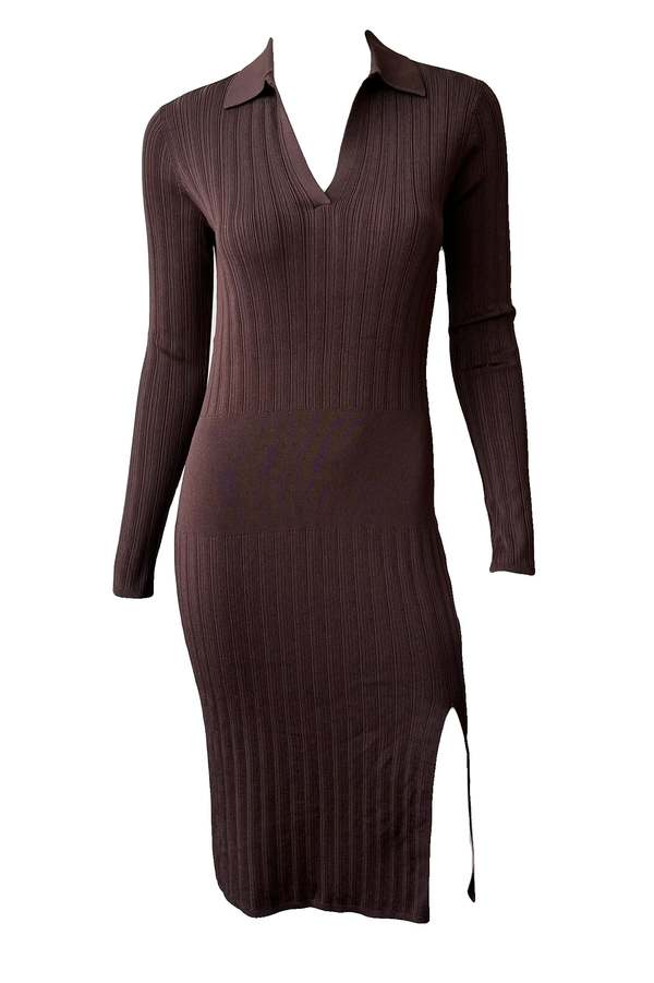 slim fit dress slacks Light Coffee Brown Tight Fit Multi Layer Frill Short Sleeve Mini Dress main image 0