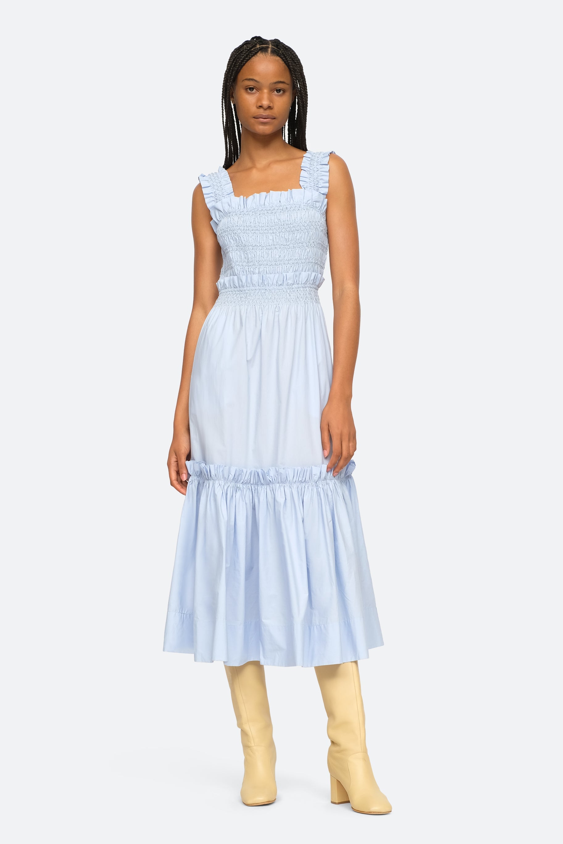 Sea NY Phoebe Smocked Dress - blue | Garmentory