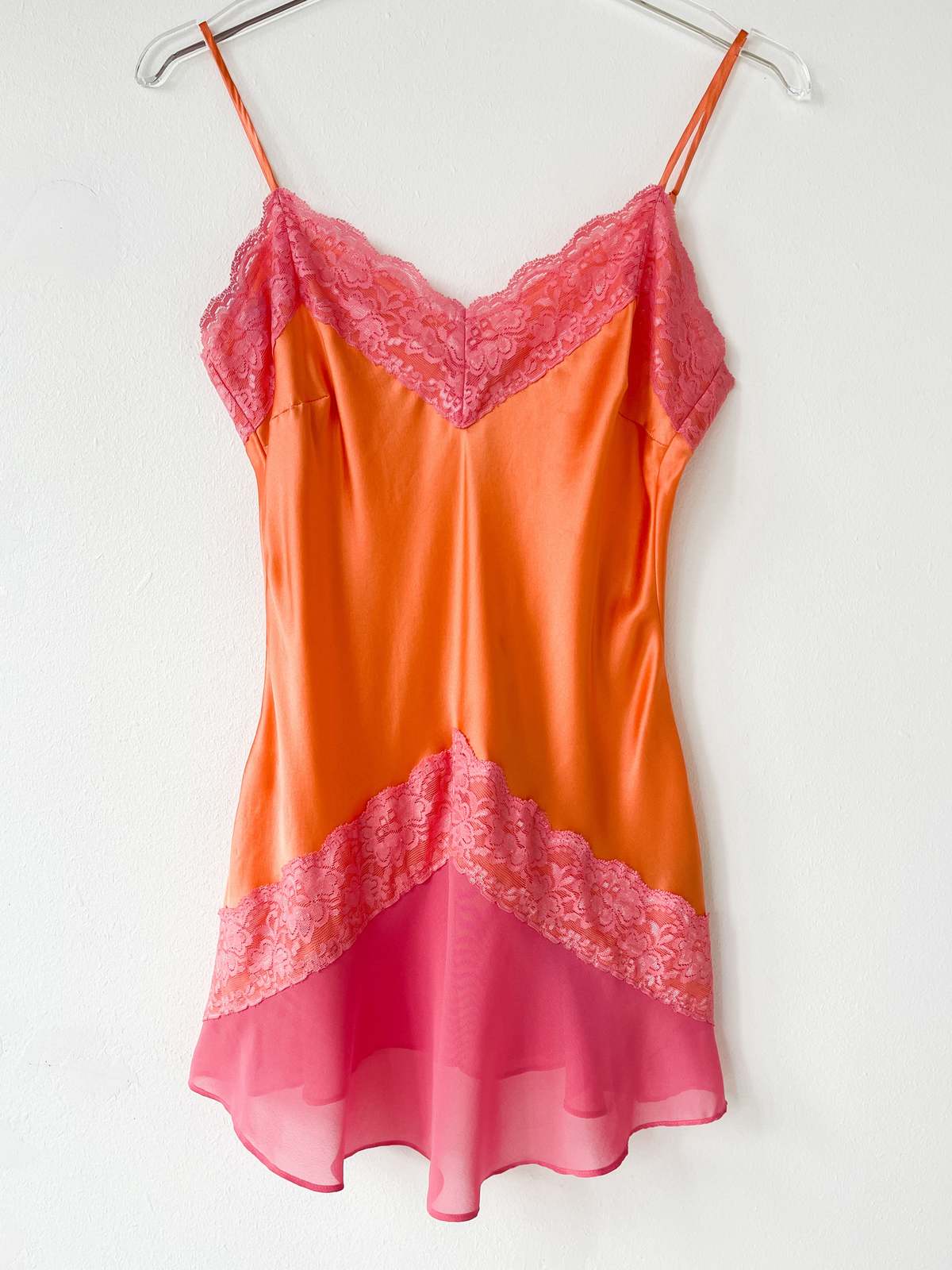 pink dress with orange lace Orange Lace Trim Split Leg Maxi Skirt In Pink Satin | EGO US