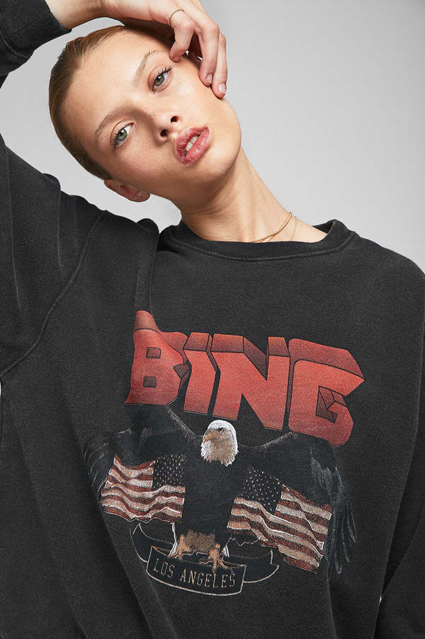 Anine Bing Vintage Eagle Sweatshirt - black | Garmentory