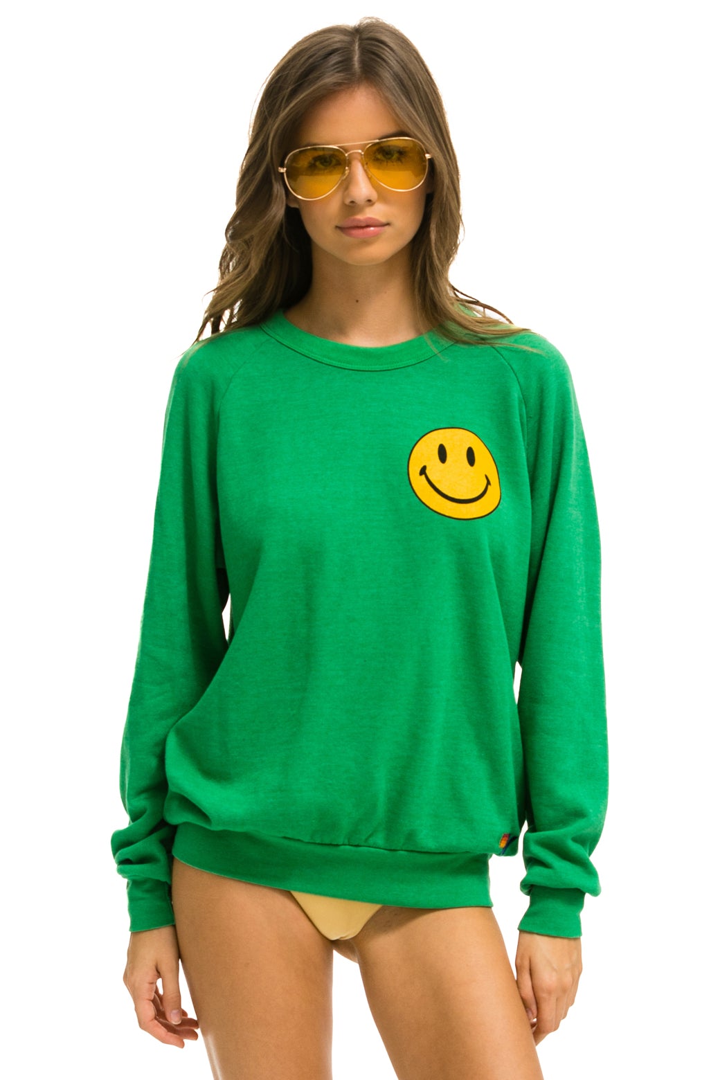 Aviator Nation Smiley Crew Neck sweater green Garmentory
