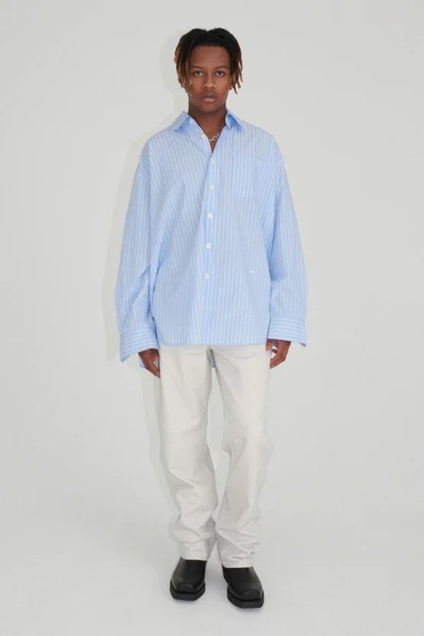 Our Legacy Borrowed Shirt - Blue/Rose Stripe | Garmentory