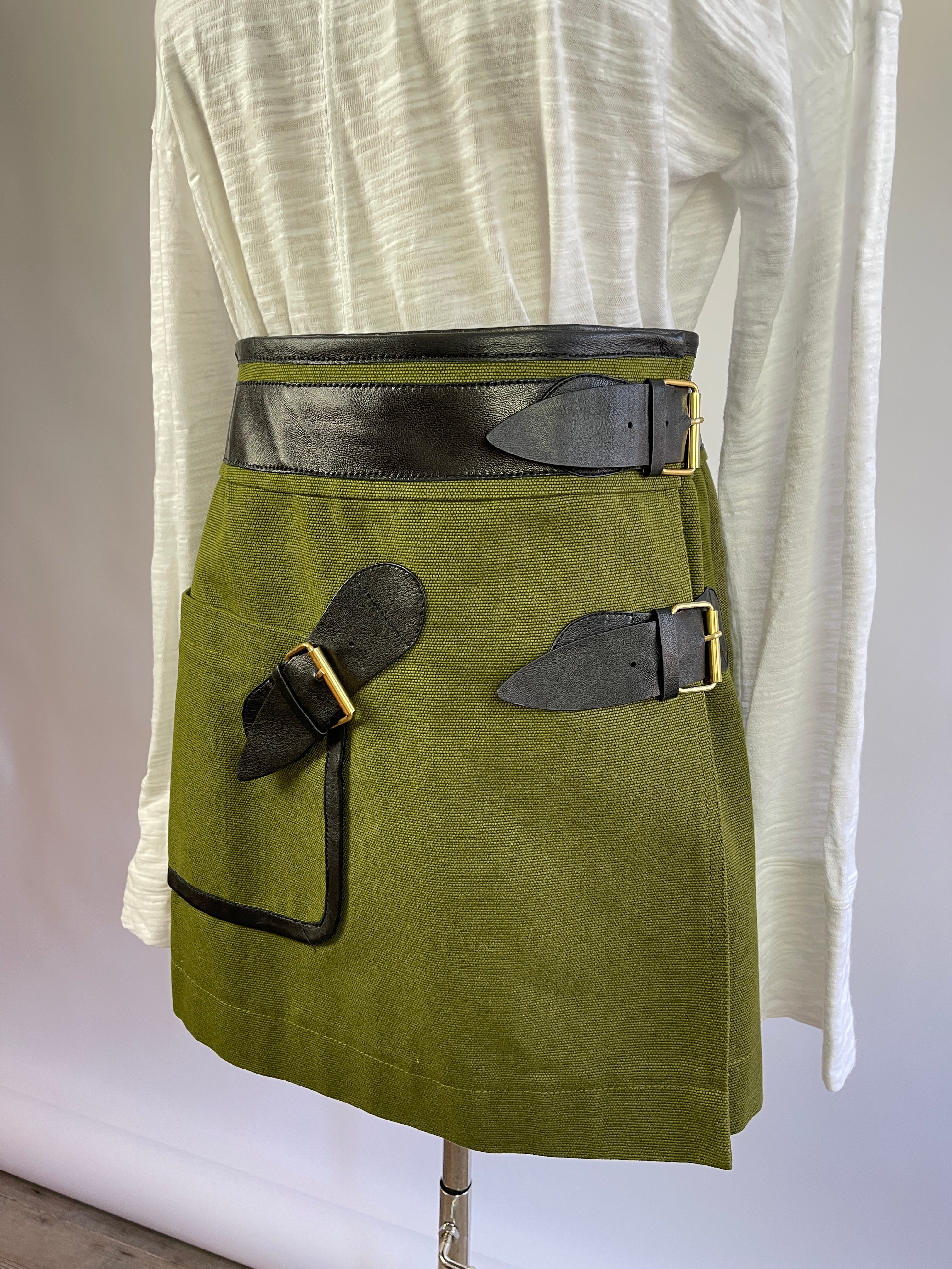 Derek Lam 10 Crosby Buckle Mini Skirt - Green Multi | Garmentory