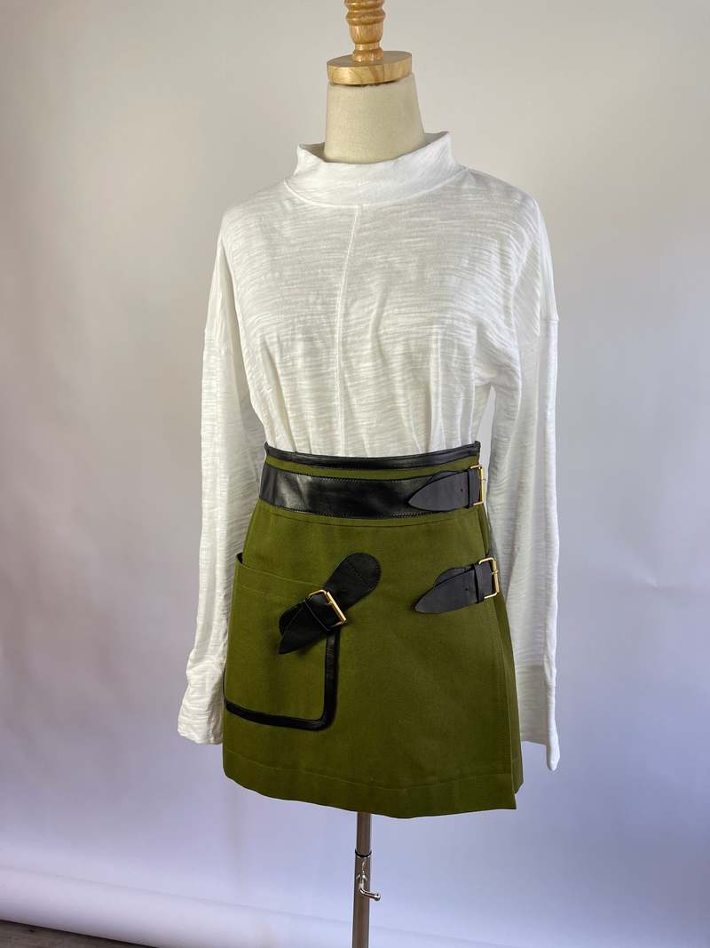 Derek Lam 10 Crosby Buckle Mini Skirt - Green Multi | Garmentory