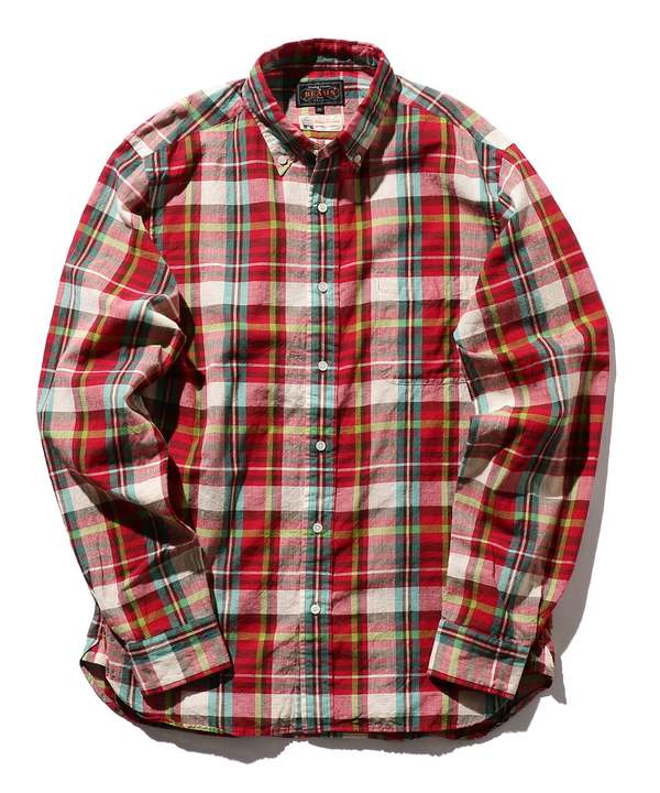 トップス BEAMS PLUS Linen Paisley Red M Beams-Plus-Short-Sleeve-Open-