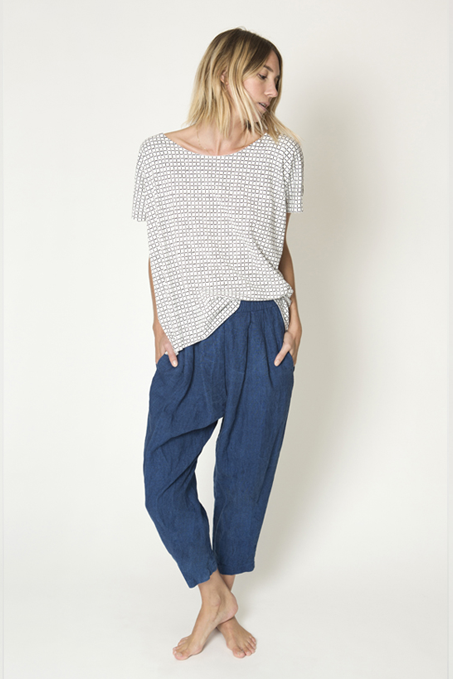 Ilana Kohn Jersey Tee - White Grid Ilana Kohn Jersey Tee - White Grid