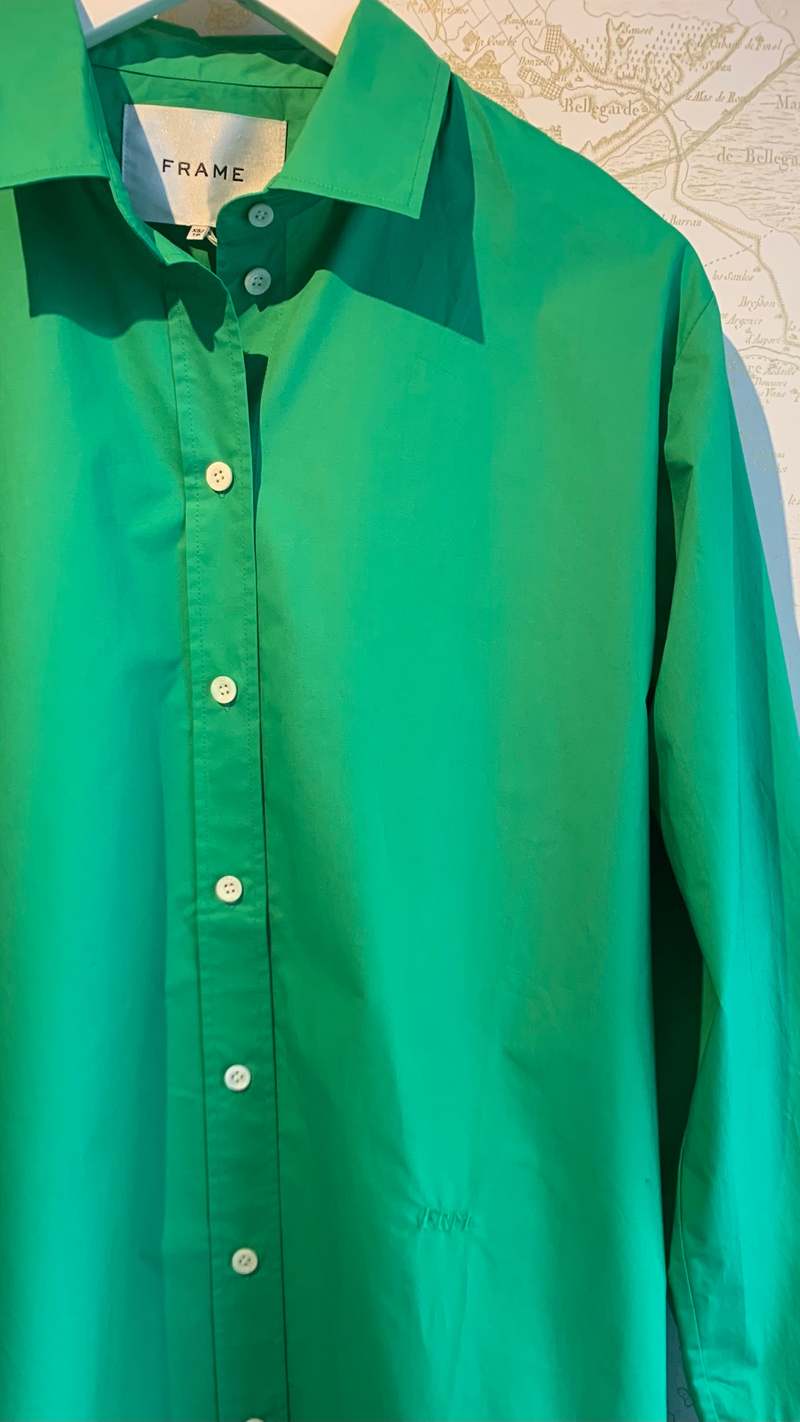 FRAME Denim The Oversized Shirt - Grass Green | Garmentory
