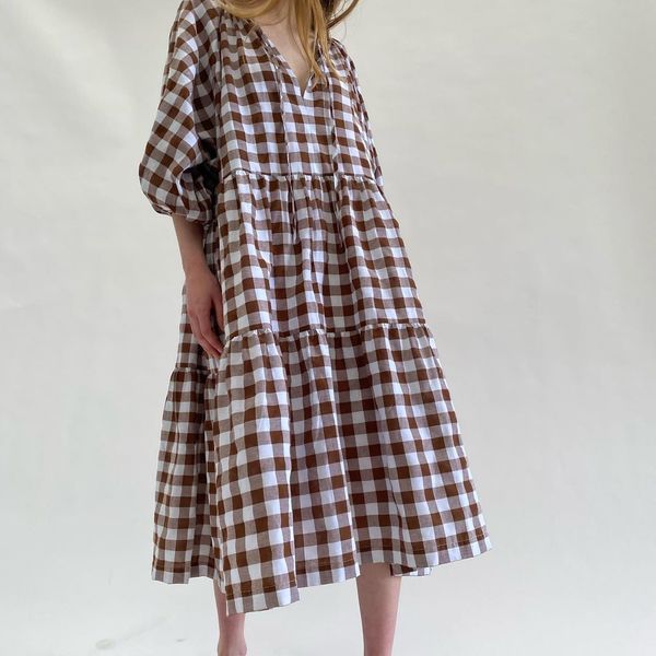 WILD HORSES Tilly Maxi Dress - Chocolate Gingham | Garmentory