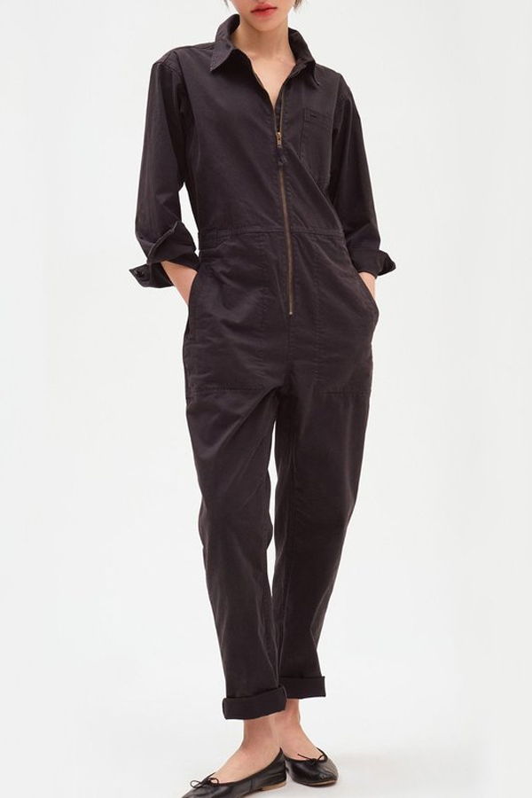 Alex Mill Judd Zip Front Jumpsuit - Washed Black