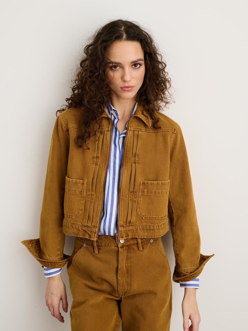 Alex Mill Shrunken Zip Jacket - Recycled Denim Golden Khaki