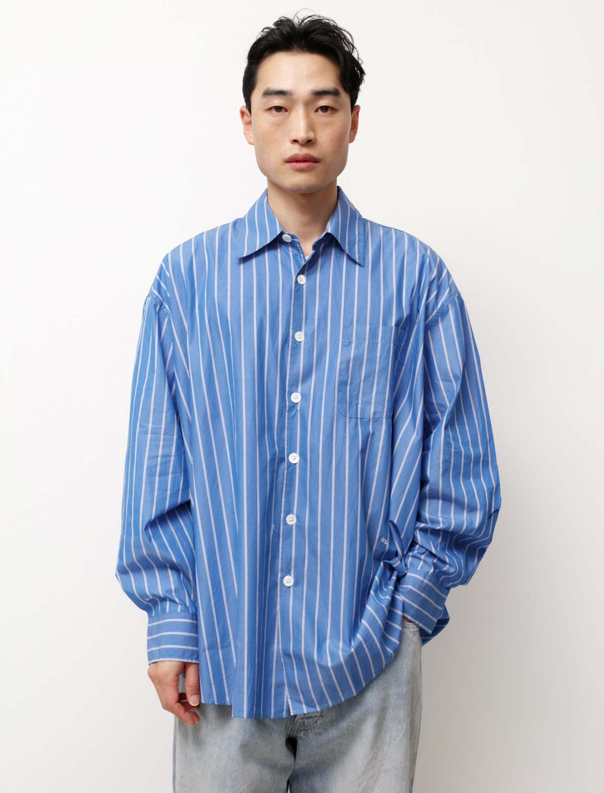 Our Legacy Borrowed Shirt - Classic Stripe Blue/White | Garmentory