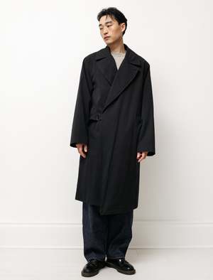 Comoli Mens Washed Tielocken Coat - Black | Garmentory