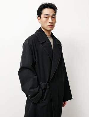 Comoli Mens Washed Tielocken Coat - Black | Garmentory