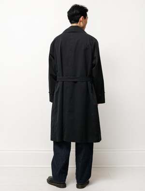 Comoli Mens Washed Tielocken Coat - Black | Garmentory