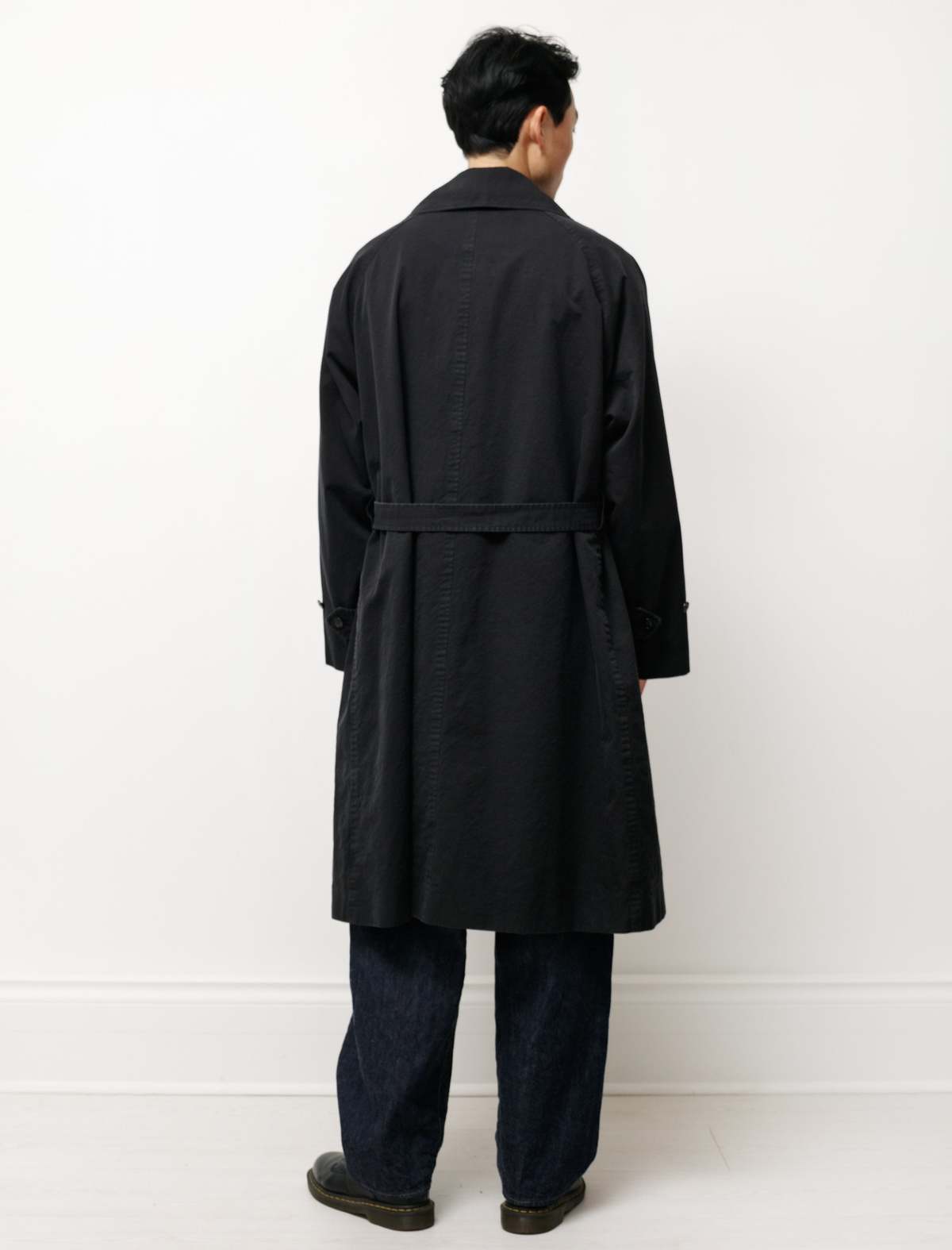 Comoli Mens Washed Tielocken Coat - Black | Garmentory