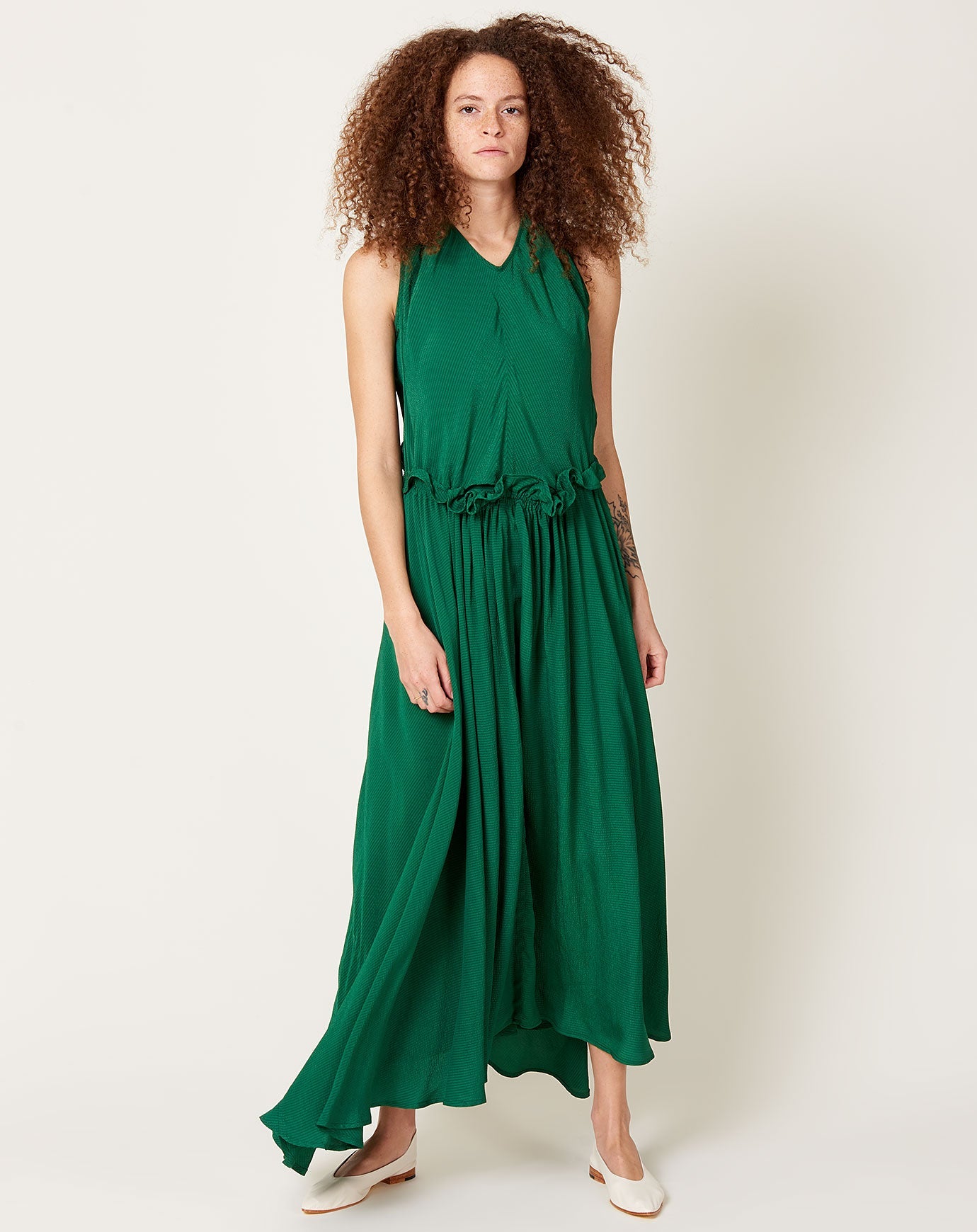 green emerald velvet dress Fallon Crepe Dress