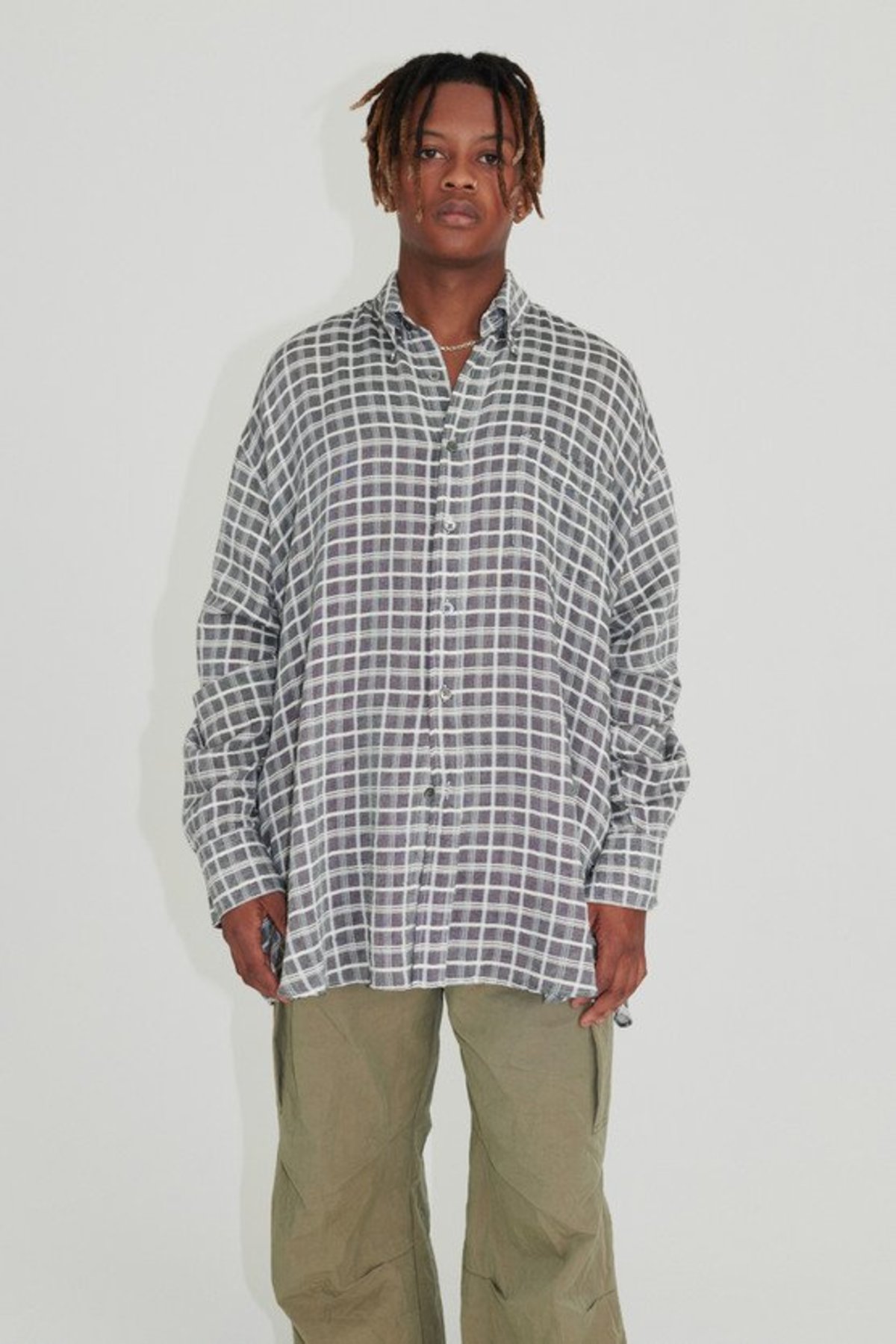 Our Legacy Borrowed BD Shirt - Dark Grey Sheer Check | Garmentory