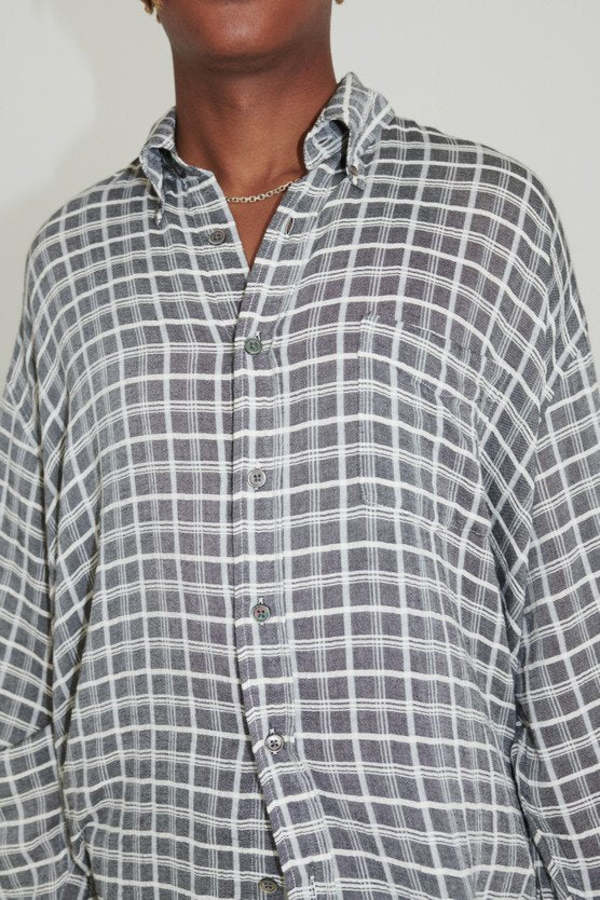 Our Legacy Borrowed BD Shirt - Dark Grey Sheer Check | Garmentory