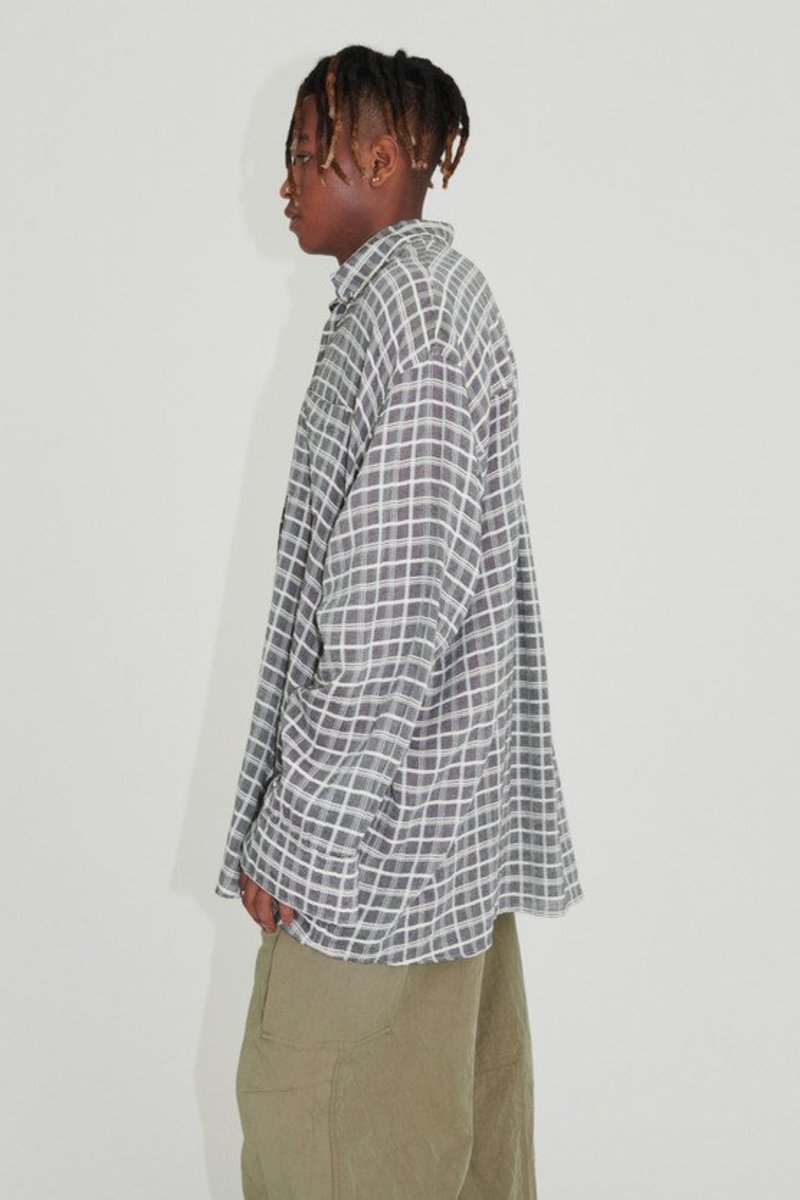 Our Legacy Borrowed BD Shirt - Dark Grey Sheer Check | Garmentory