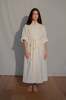 OUND HAND DYED REPURPOSED BED LINEN  ROBE DRESS - LINEN - Thumbnail 1