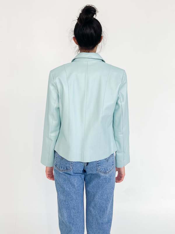 Leather Jacket - Sky