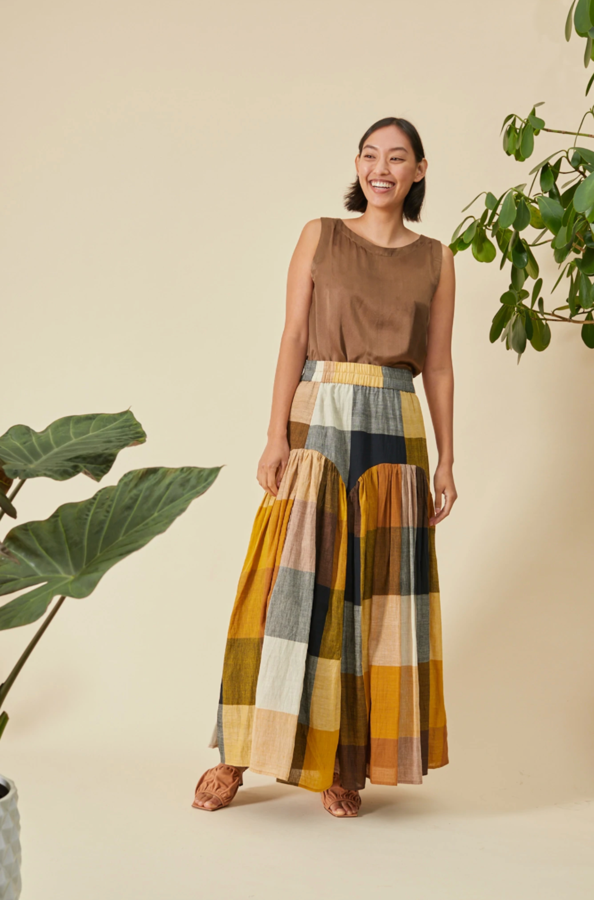スカート MARNI Women Long Skirts GOJE0752XY UTC44600W04 Beige RUJUTA SHETH Leila Skirt - Marni Chex | Garmentory