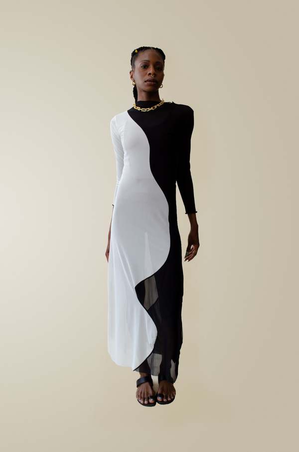 black and white swirl dress Another Girl Swirl Print Knit Midi Dress