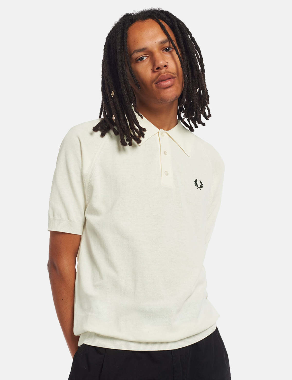 Fred Perry Raglan Sleeve Knit Shirt - Snow White | Garmentory