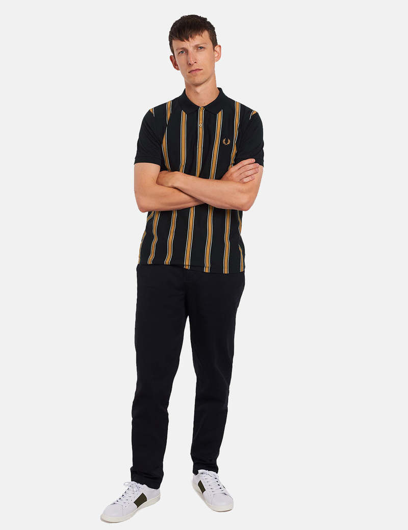 トップス FRED PERRY textured stripe polo shirt Fred Perry Textured Stripe Polo Shirt - Black | Garmentory