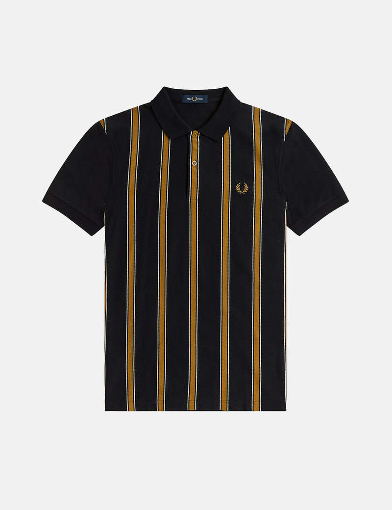 トップス FRED PERRY textured stripe polo shirt Fred Perry Textured Stripe Polo Shirt - Black | Garmentory