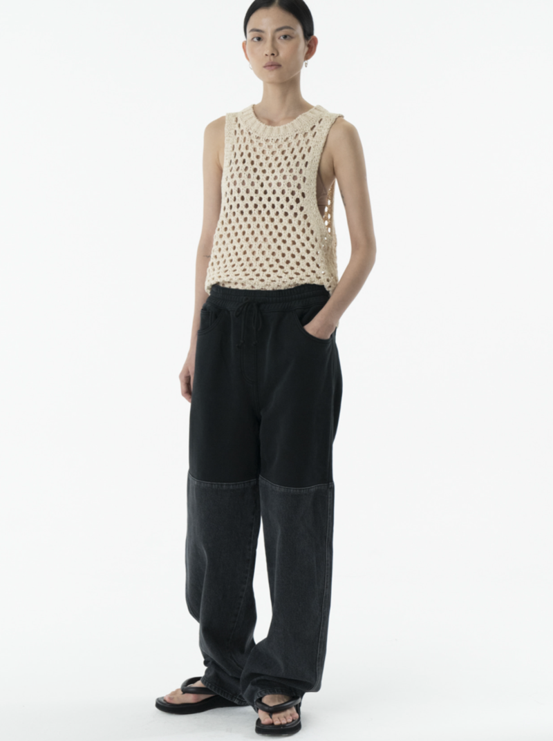 パンツ AMOMENTO DRAWSTRING DENIM PANTS AMOMENTO Drawstring Denim Pants - Black | Garmentory