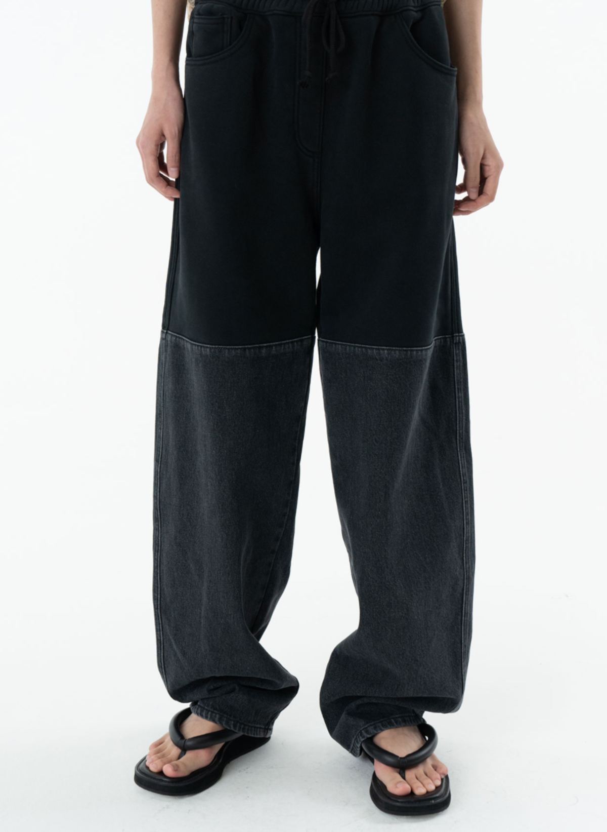 【AMOMENTO】DRAWSTRING DENIM PANTS AMOMENTO Drawstring Denim Pants - Black | Garmentory