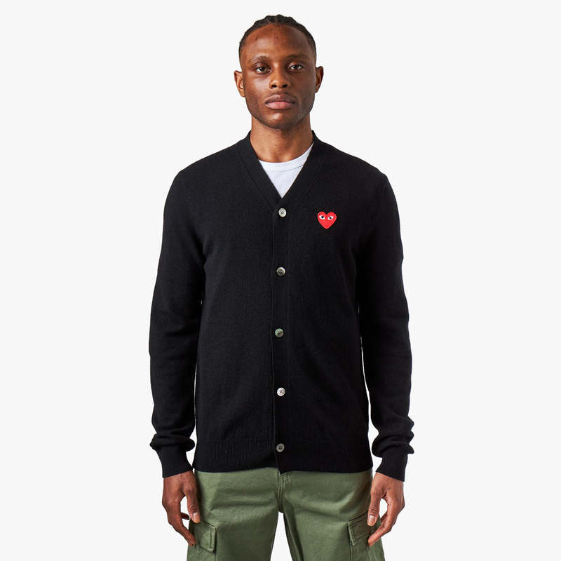 COMME des GARÇONS Red Heart Cardigan - Black | Garmentory
