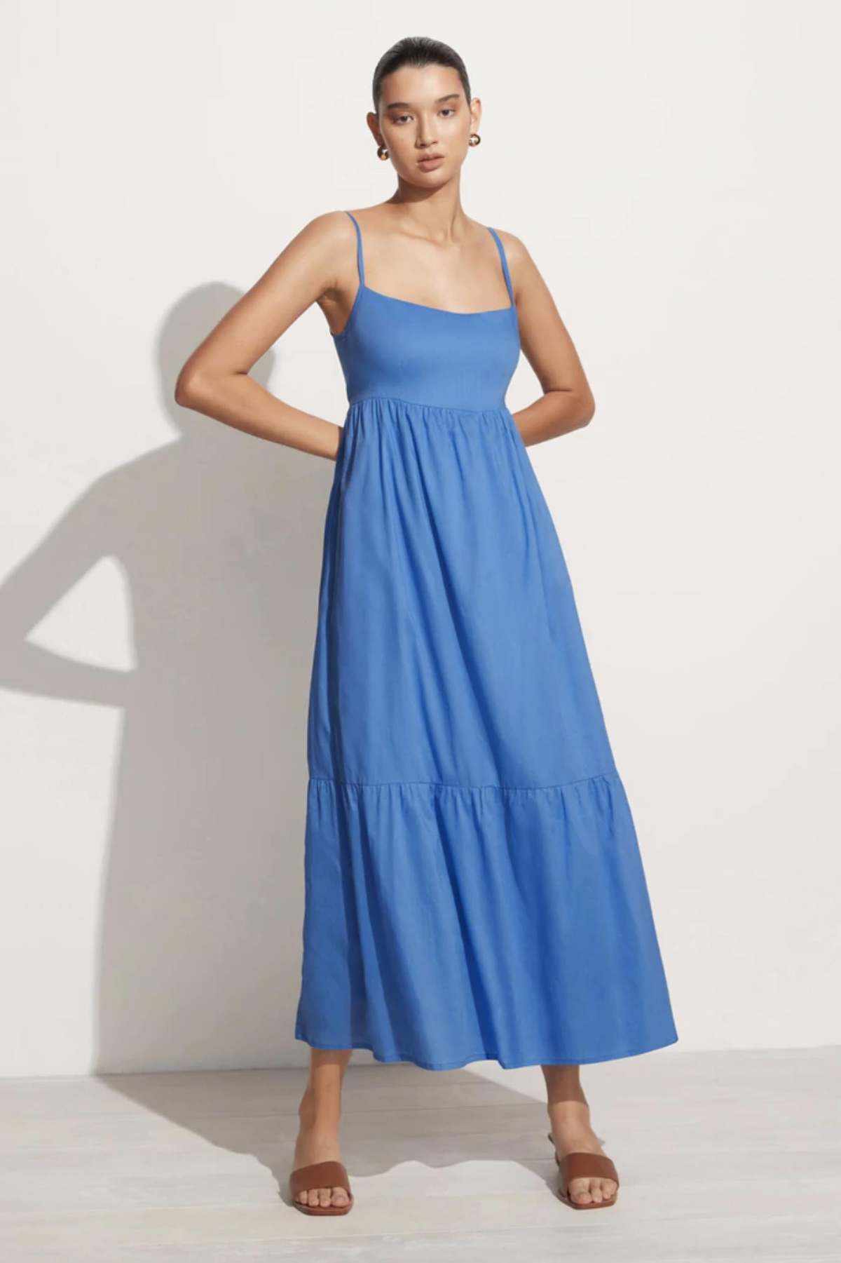 Faithfull The Brand Katya Maxi Dress - Plain Mediterranean Blue | Garmentory