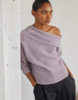 Naadam Asymmetrical Draped Sweater - Purple Heather - Thumbnail 1
