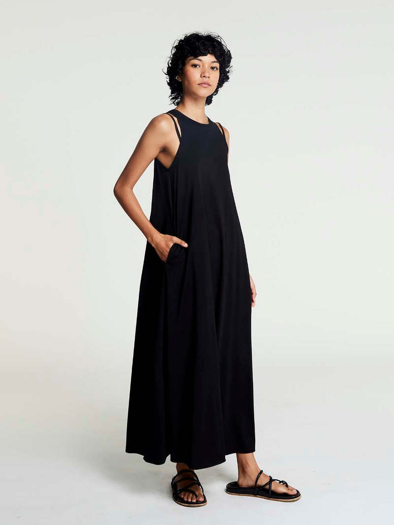 SAYAKA DAVIS NEW YORK Double Strap Jersey Dress - Black 