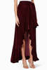 Patbo Velvet Maxi Wrap Skirt - Bordeaux - Thumbnail 1