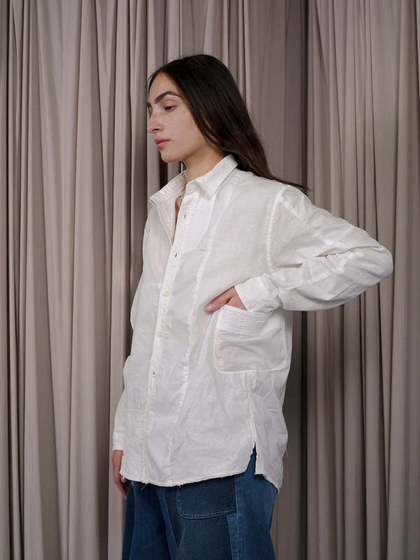 Kapital Linen Patchwork Katmandu Shirt - WHITE | Garmentory