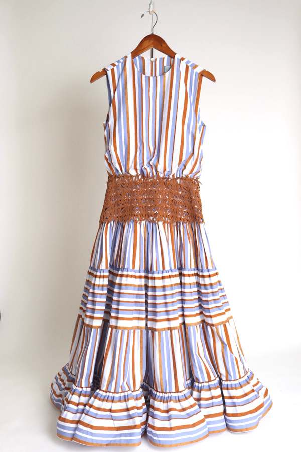silvia tcherassiCremona Dress - Violet/Brown Stripe | Garmentory
