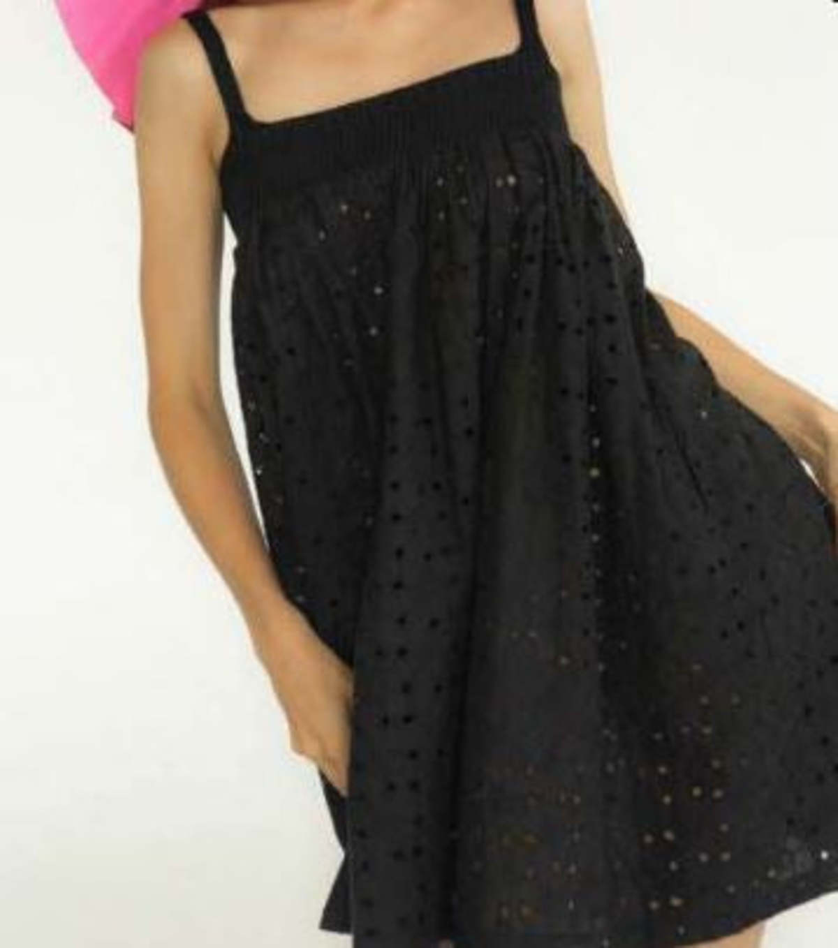 Tach Rissita Knit Broderie Mini Dress Black Garmentory