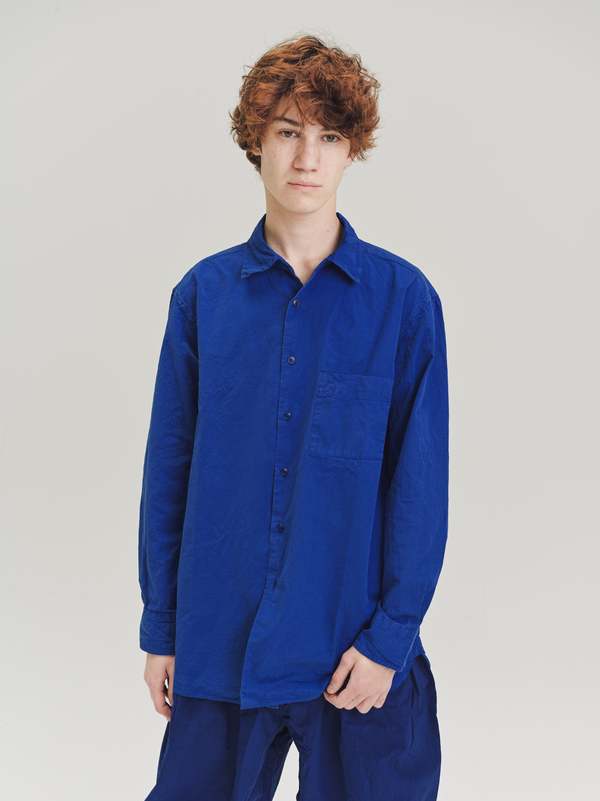 Casey Casey Paper Cotton Big Raccourcie Shirt - Klein Blue