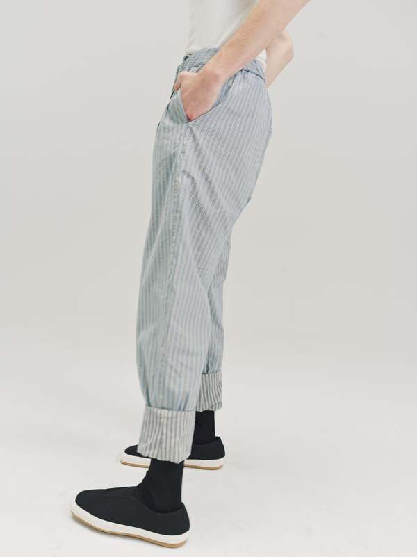 Casey Casey Stripe Reversible Paper Cotton Verger Pant | Garmentory