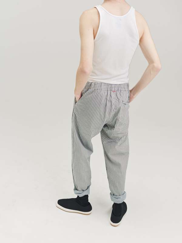 CASEY CASEY ケイシー ケイシー ULTIME VERGER PANT パッチワーク パンツ 20FP183 ホワイト S Casey Casey Stripe Reversible Paper Cotton Verger Pant | Garmentory