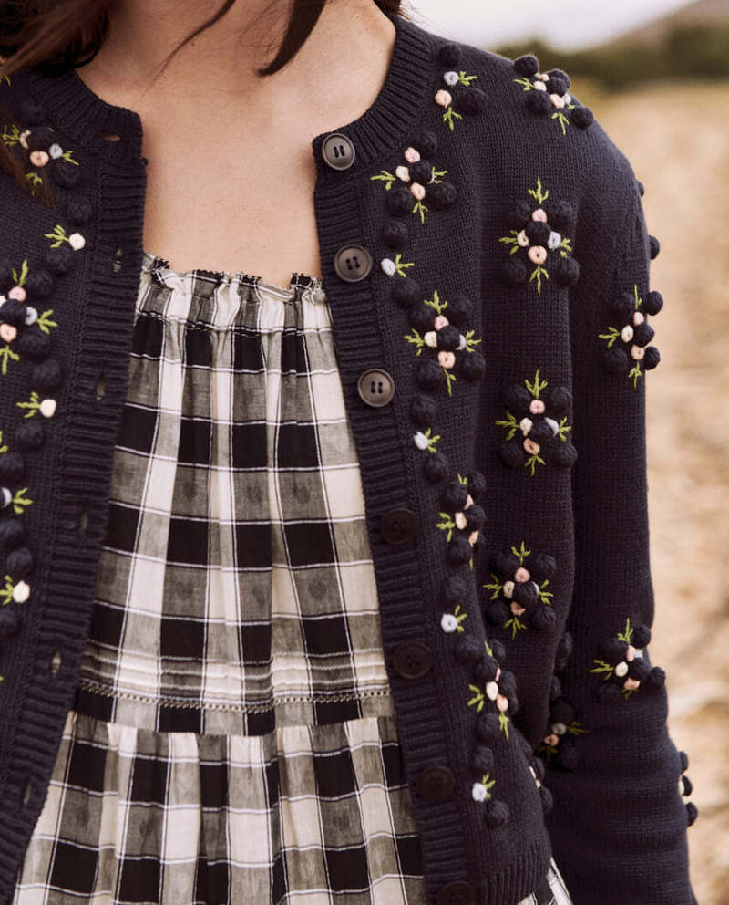 Vintage The Great. The Petal Bobble Cardigan - Navy Sky