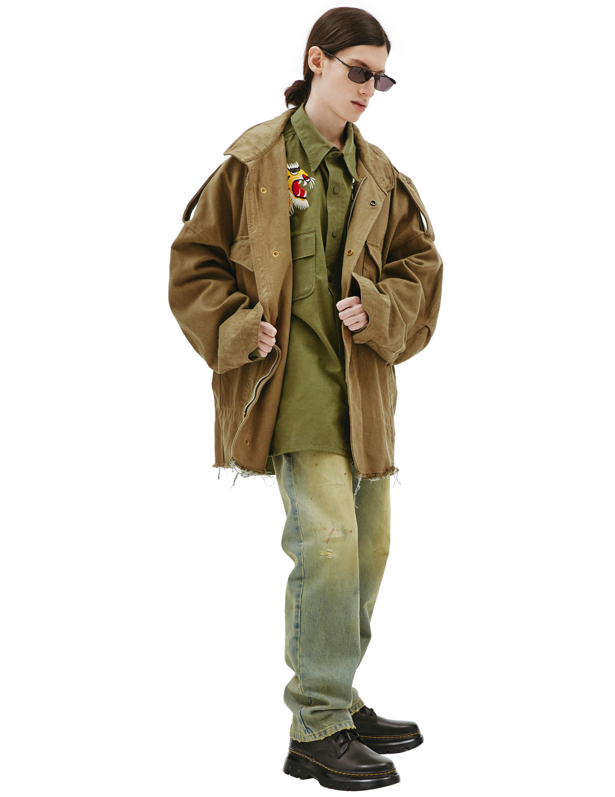 s*h様 doublet SILK TWILL MILITARY BLOUSON Doublet Silk Twill Military jacket | Garmentory