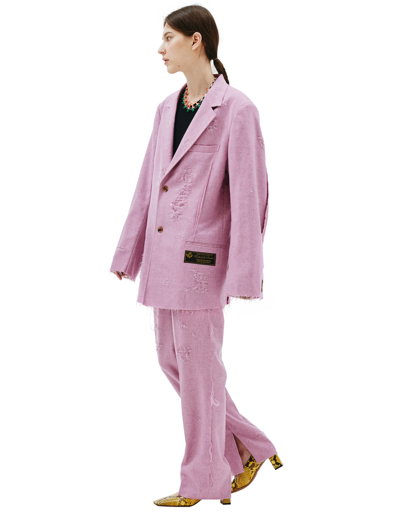 Doublet Recycle wool damaged jacket - pink | Garmentory
