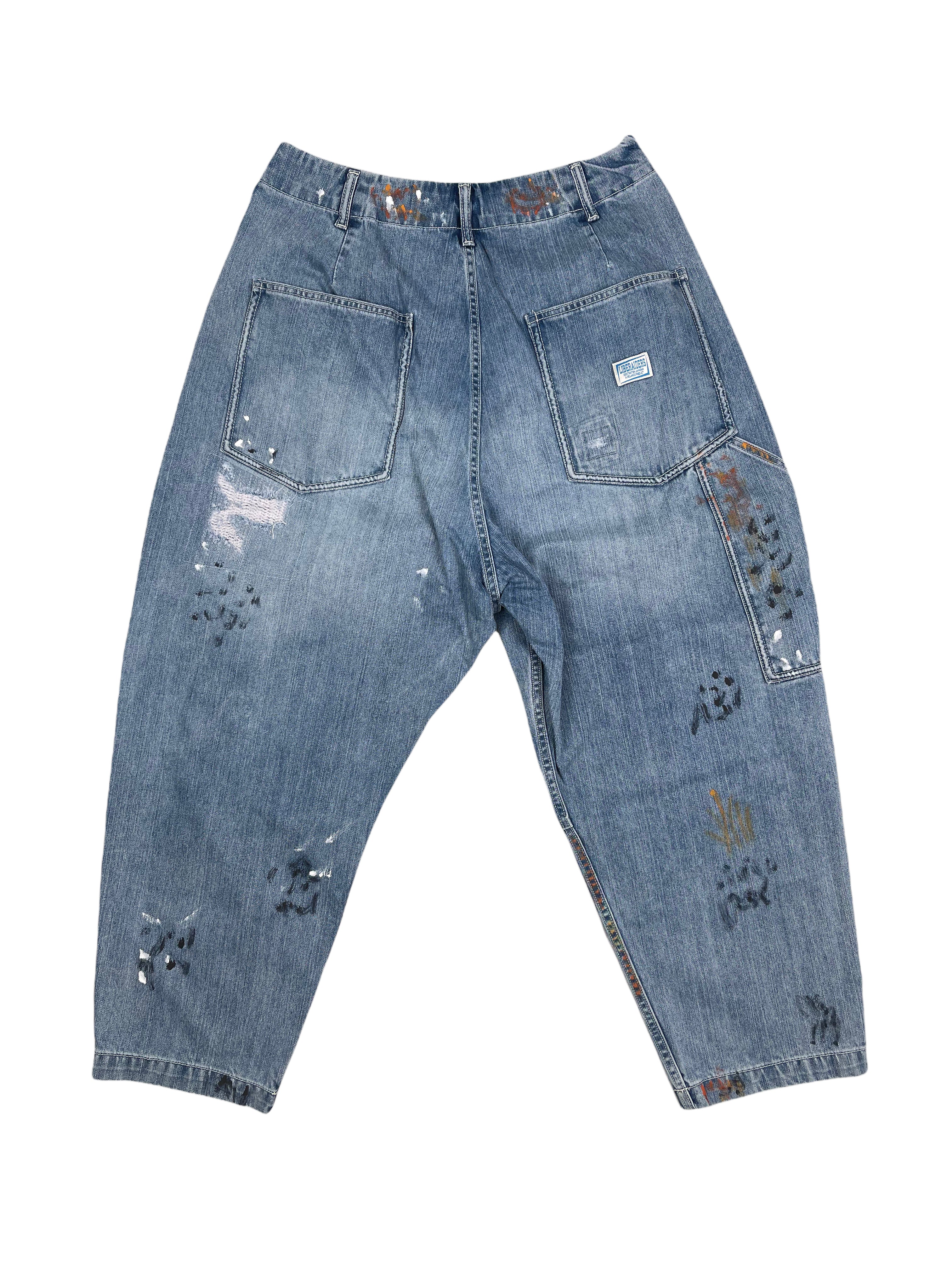 Liberaiders REPAIRED SARROUEL PANTS - blue | Garmentory 