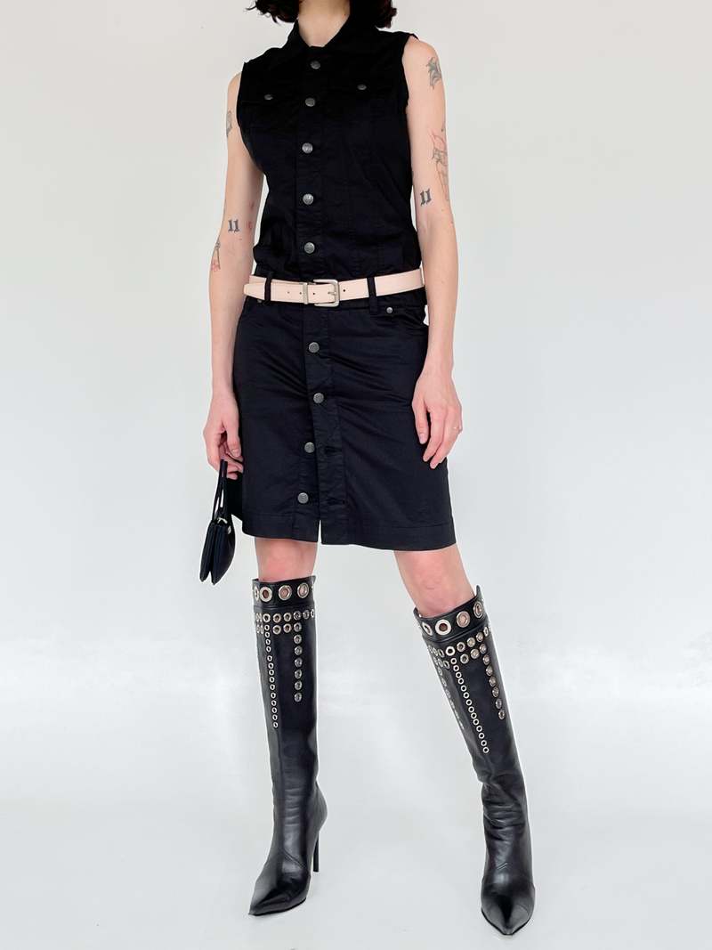 Vintage honey Paneled Denim Dress - Diesel Black | Garmentory